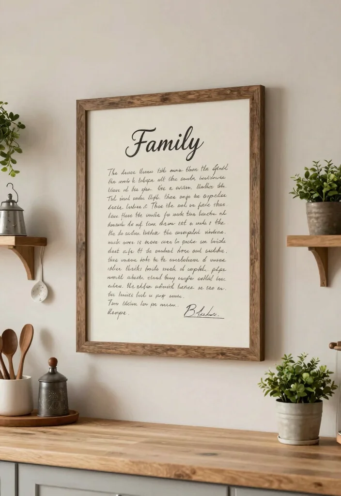 14 Large Kitchen Wall Decor Ideas for Empty Spaces 13. Custom Family Recipe Art 0