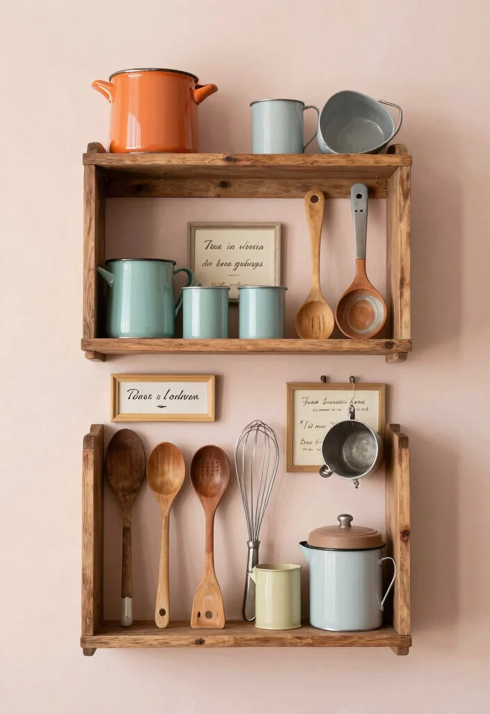 14 Large Kitchen Wall Decor Ideas for Empty Spaces 3. Vintage Kitchen Utensil Displays 0