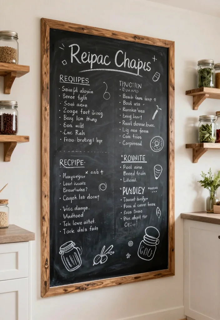 14 Large Kitchen Wall Decor Ideas for Empty Spaces 4. Farmhouse Inspired Chalkboard Walls 0
