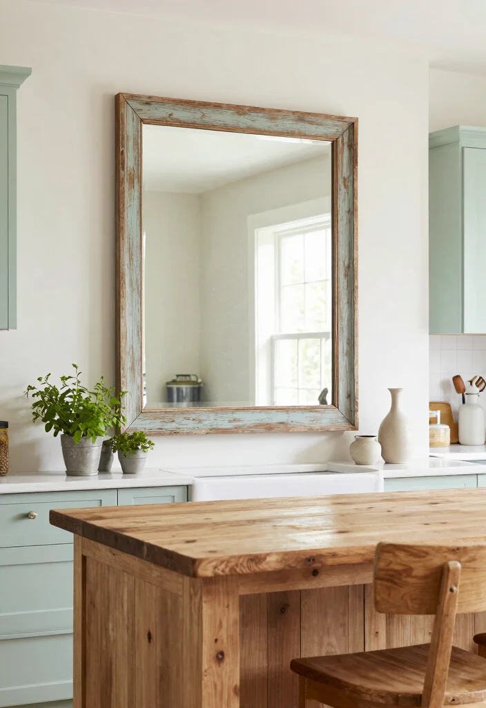 14 Large Kitchen Wall Decor Ideas for Empty Spaces 5. Statement Making Mirrors 0