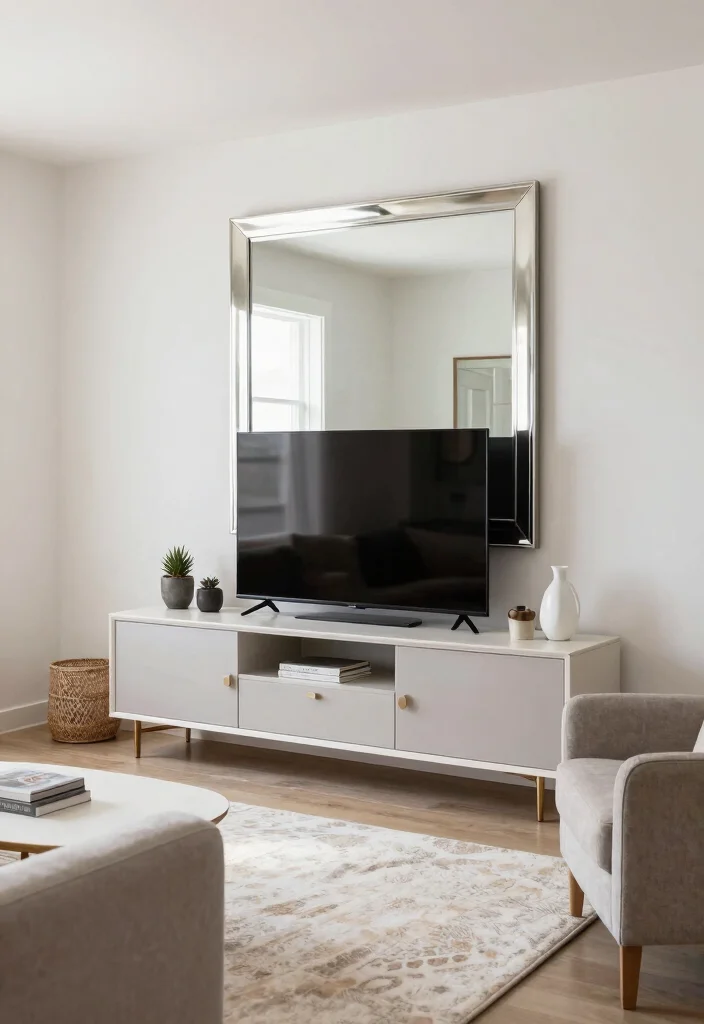 14 Media Wall Decor Ideas for Living Rooms and Lounges 11. Use of Mirrors 0