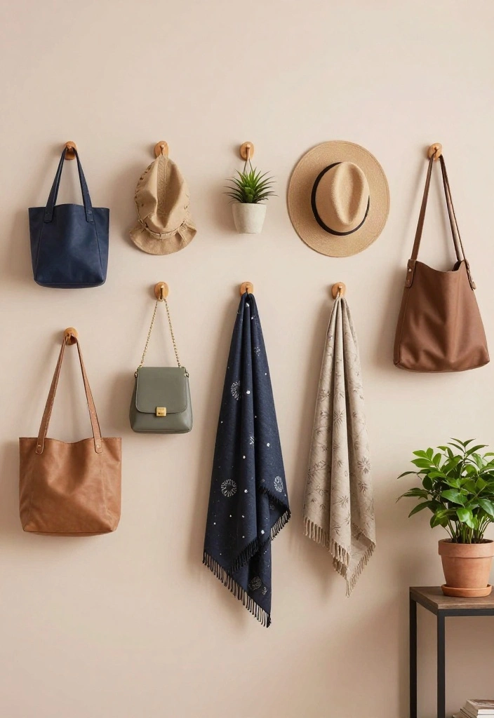 14 Small Bedroom Organization Ideas That Really Work 60 14 Small Bedroom Organization Ideas That Actually Work 10. Wall Mounted Hooks for Bags and Accessories 0