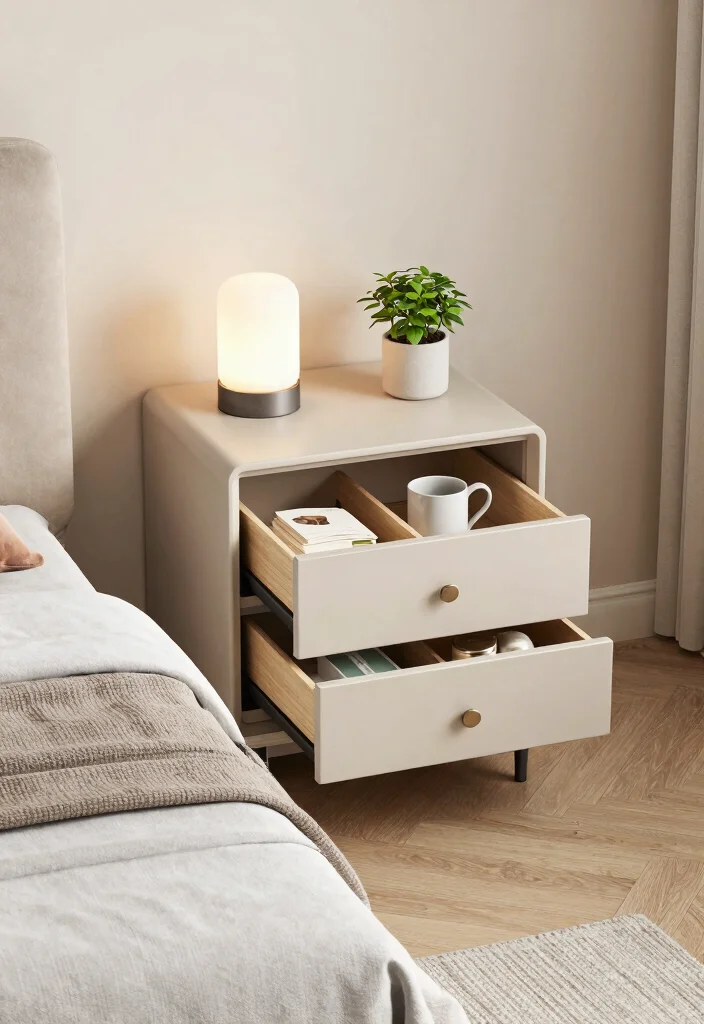 14 Small Bedroom Organization Ideas That Really Work 59 14 Small Bedroom Organization Ideas That Actually Work 9. Compact Nightstands with Storage 0