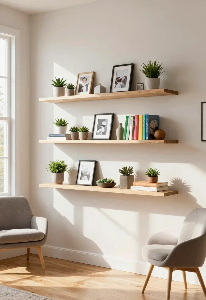 14 Small Space Organization Ideas for Clutter Free Living 1. Floating Shelves for Vertical Storage 0