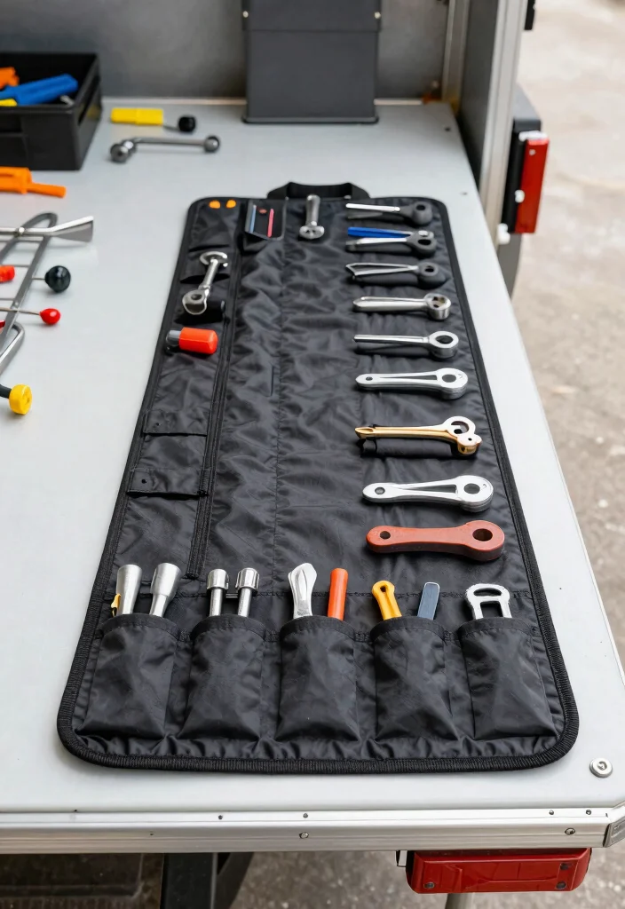 14 Tool Trailer Organization Ideas for Mobile Work 6. Tool Roll Up Bags 0