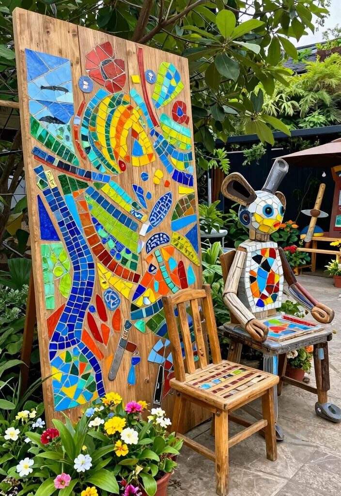 14 Unique Backyard Ideas That Stand Out and Feel Personal 10. Colorful Outdoor Art Installations 0