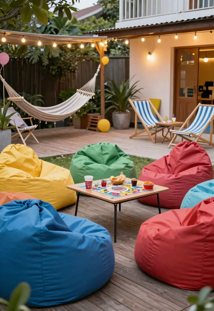 14 Walkout Basement Patio Ideas Under the Deck 14 14 Walkout Basement Patio Ideas Under Decks 4. Playful Outdoor Lounge 0