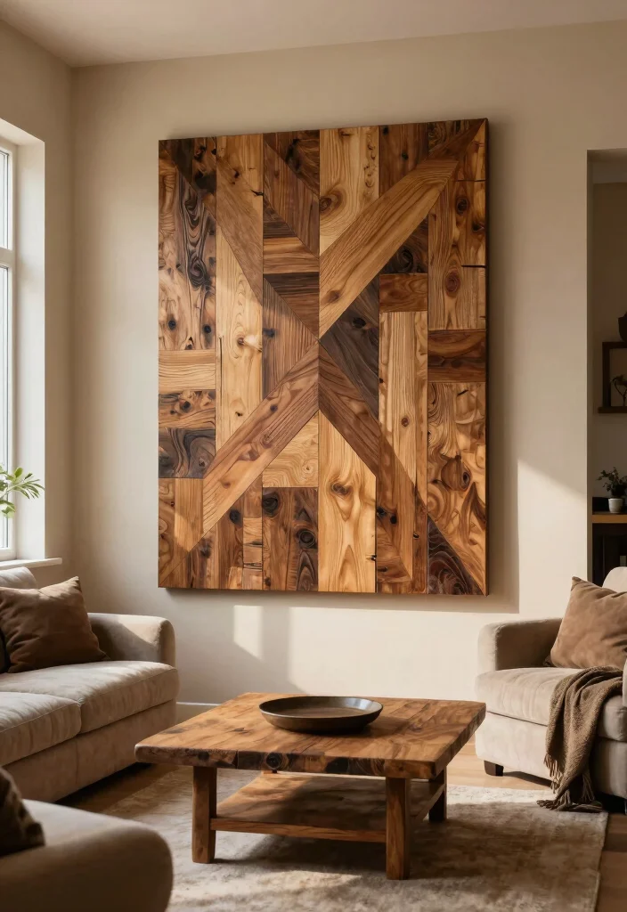 14 Wood Wall Decor Ideas for Warm Natural Texture 1. Reclaimed Wood Wall Art 0
