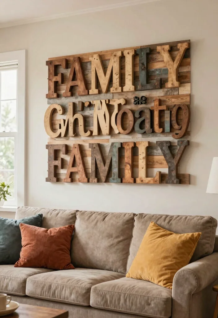 14 Wood Wall Decor Ideas for Warm Natural Texture 13. Wooden Letter Wall Art 0