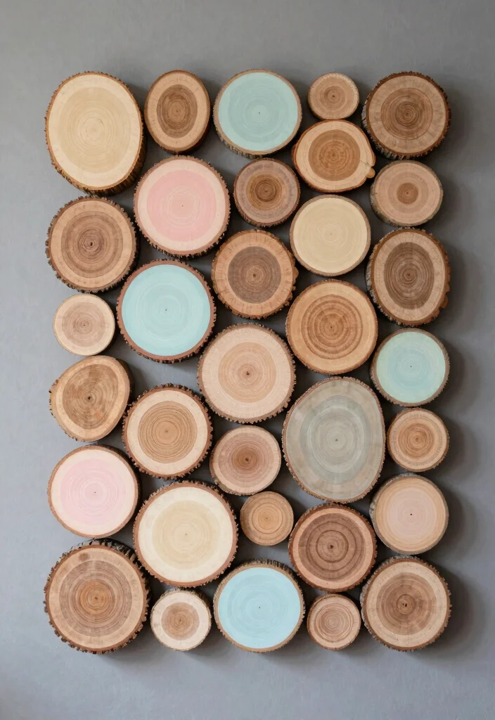 14 Wood Wall Decor Ideas for Warm Natural Texture 3. Wood Slice Wall Decor 0