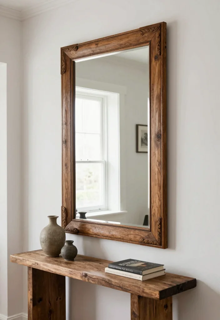 14 Wood Wall Decor Ideas for Warm Natural Texture 9. Wood framed Mirrors 0