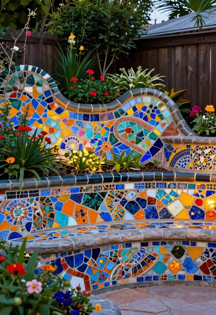 15 Backyard Retaining Wall Ideas That Add Structure and Style 13. Colorful Mosaic Walls 0