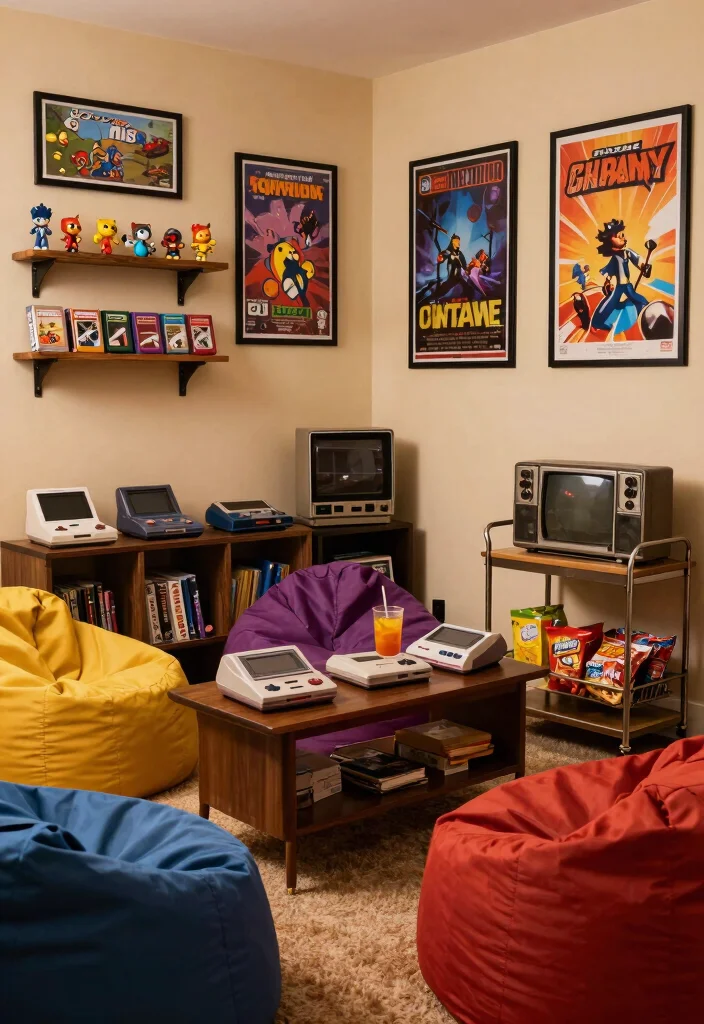 16 Basement Man Cave Ideas for Comfortable Personal Retreats 3 16 Basement Man Cave Ideas for Relaxed Personal Spaces 3. Vintage Gaming Corner 0