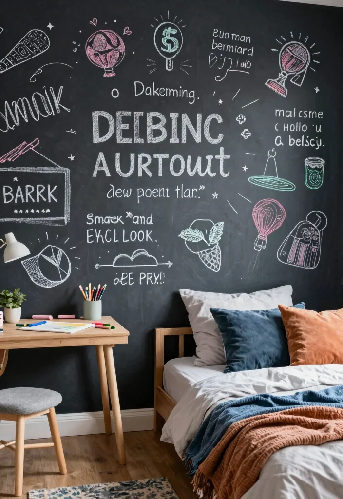 16 Bedroom Aesthetic Wall Decor Ideas That Feel Personal 11. Chalkboard Wall Art 0