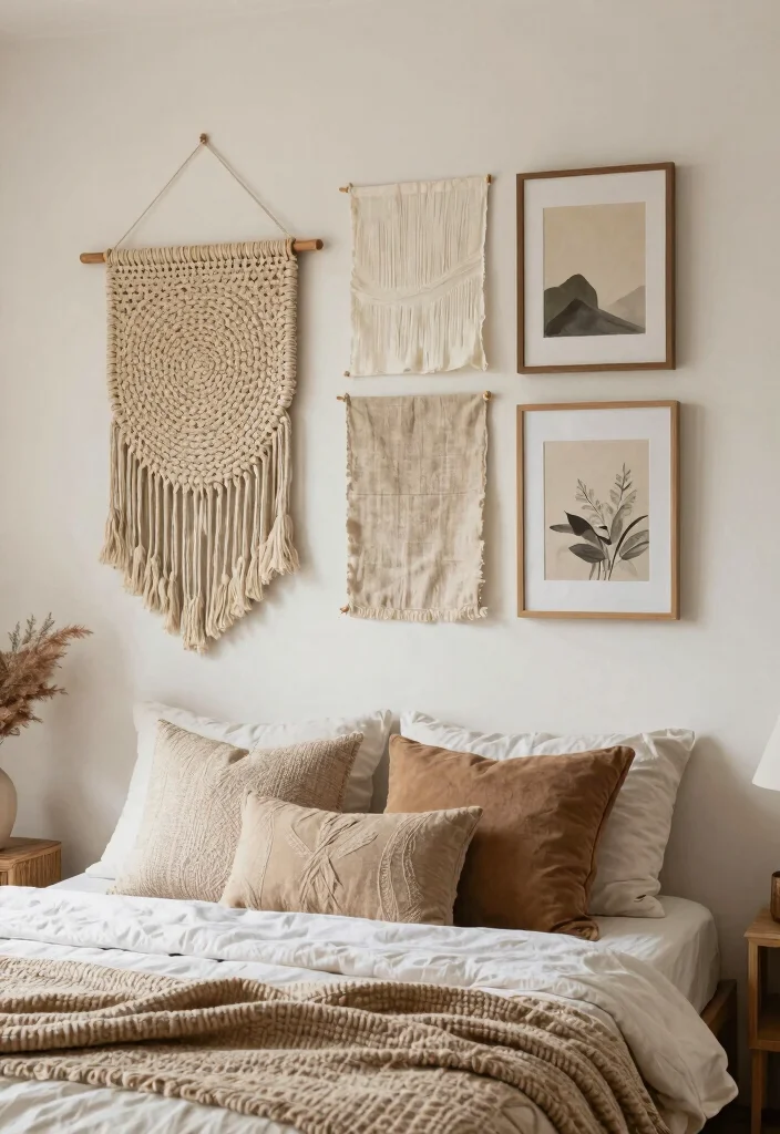 16 Bedroom Aesthetic Wall Decor Ideas That Feel Personal 12. Layered Textures 0