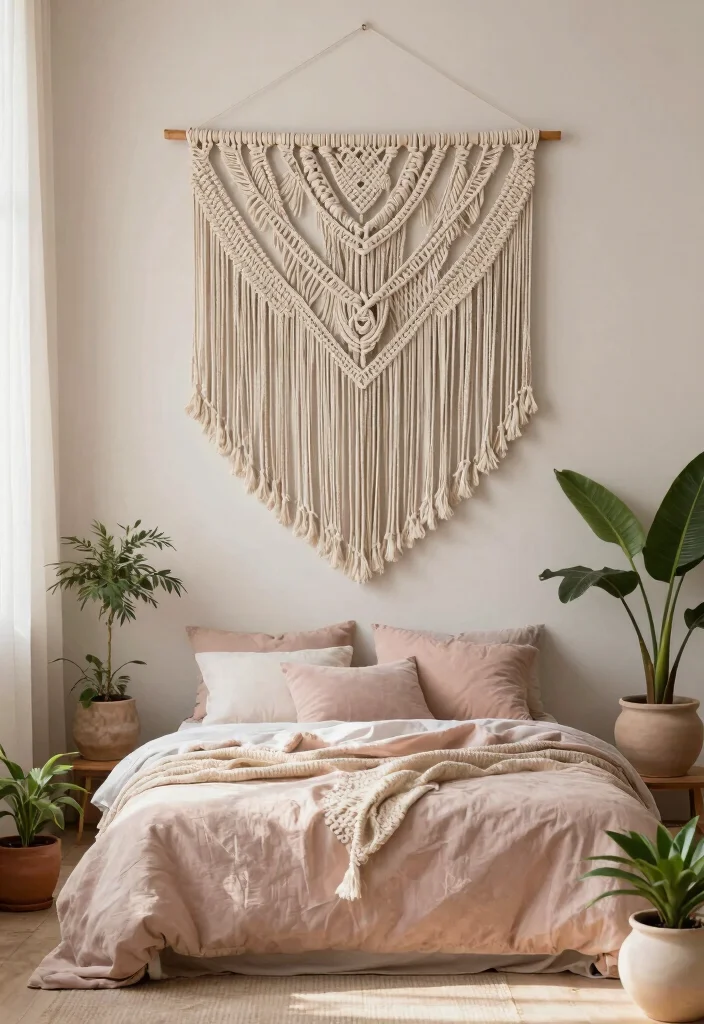 16 Bedroom Aesthetic Wall Decor Ideas That Feel Personal 3. Macram Wall Hangings 0