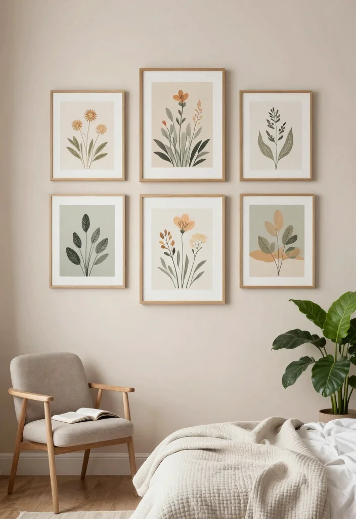 16 Bedroom Aesthetic Wall Decor Ideas That Feel Personal 4. Nature Inspired Prints 0