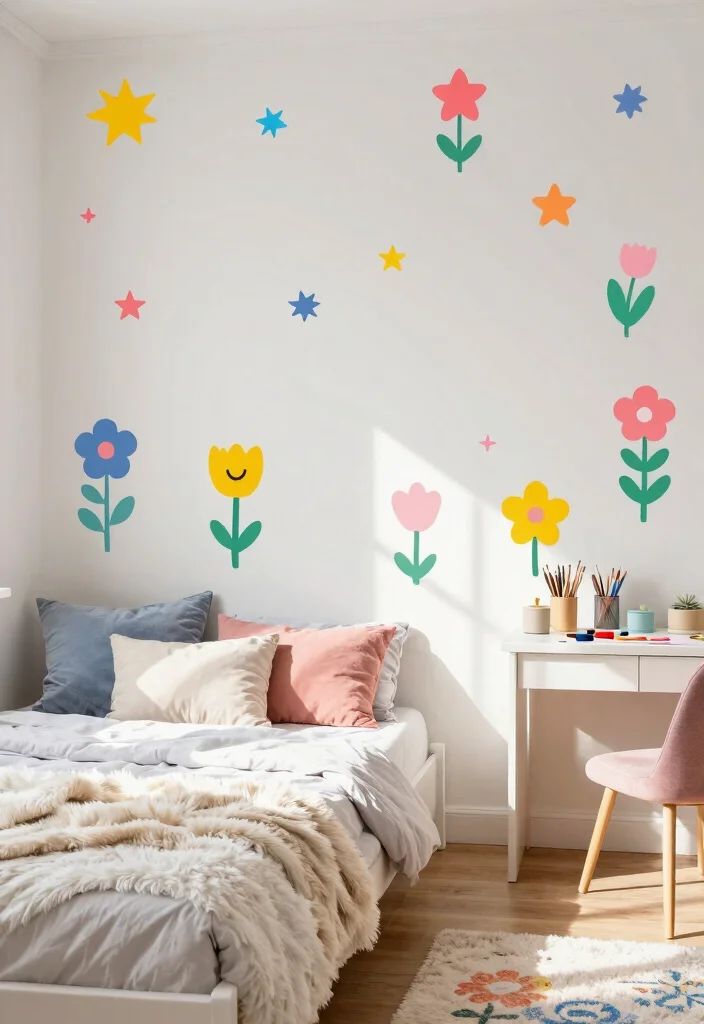 16 Bedroom Aesthetic Wall Decor Ideas That Feel Personal 6. Whimsical Wall Decals 0