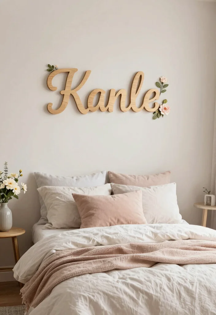 16 Bedroom Aesthetic Wall Decor Ideas That Feel Personal 7. Personalized Name Art 0