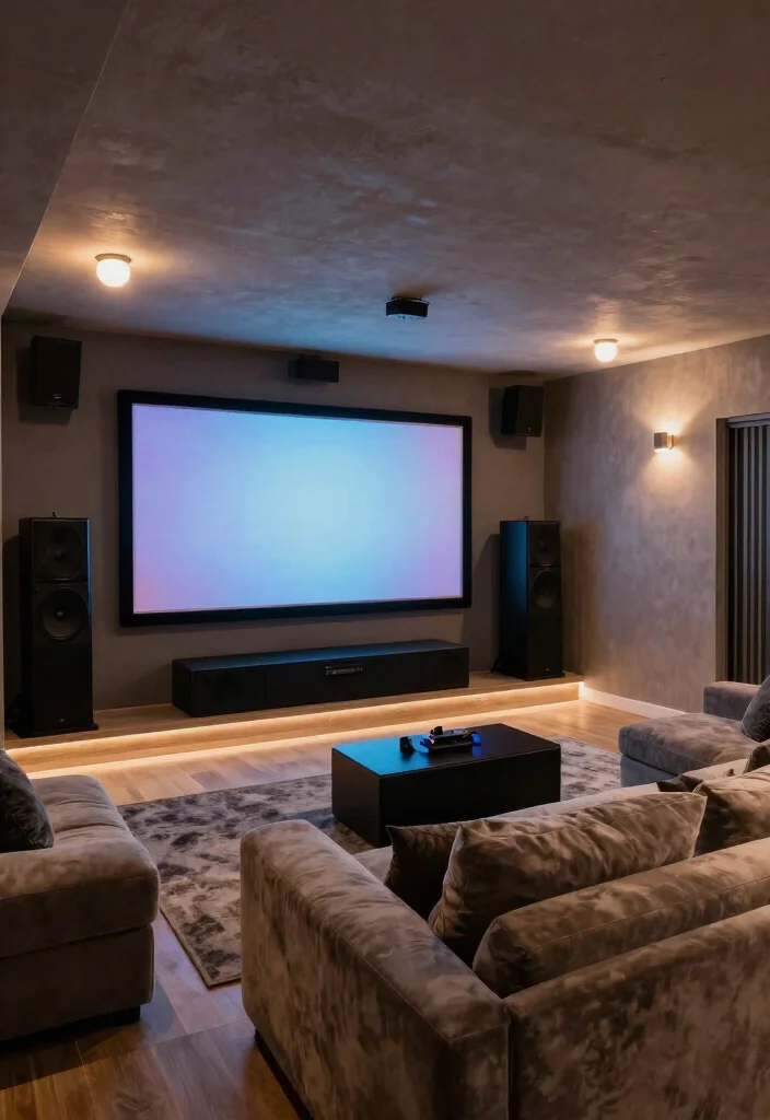 16 Open Basement Ideas That Feel Bright and Spacious 10. Incorporating Technology 0