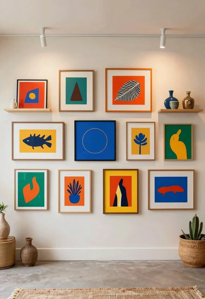 16 Open Basement Ideas That Feel Bright and Spacious 12. Bright Artwork and Decor 0